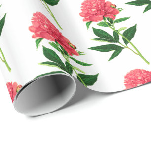 Vintage Botanische Schrift, Korallenrosa Geschenkpapier