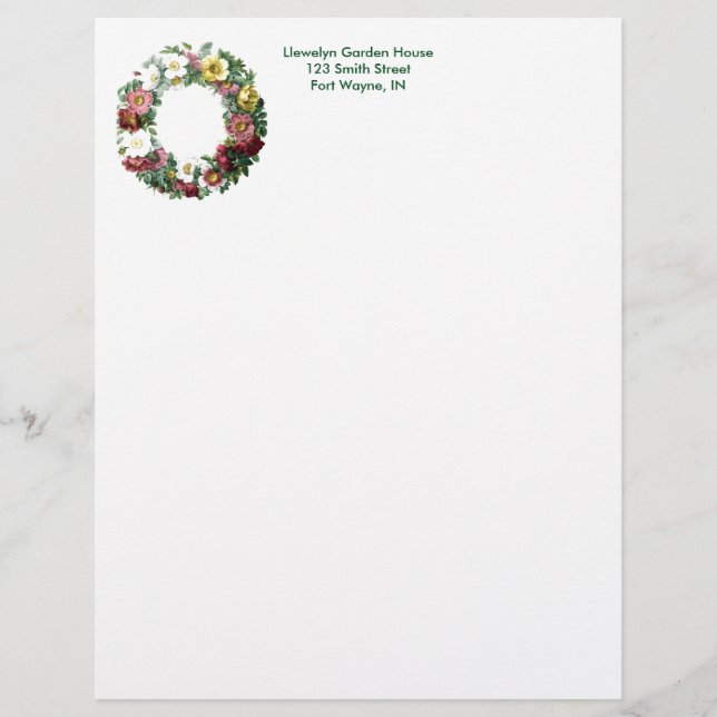 Vintage botanische Seite - Blumenkranz (Vorderseite)