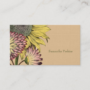Vintage Botanische Sonnenblume Visitenkarte