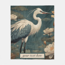 Vintage botanische Szene blaue Kranich anpassbar