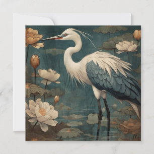 Vintage botanische Szene blaue Kraniche und Lotus