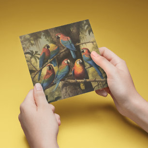 Vintage botanische Szene bunte Papageien in einem 