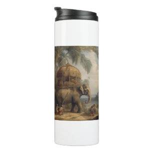 Vintage botanische Szene Elefant mit Howdah auch Thermosbecher
