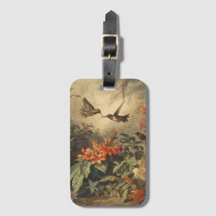 Vintage botanische Szene von Kolibris und Blume Gepäckanhänger