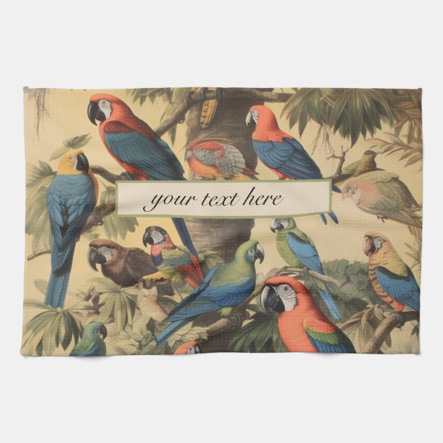 Vintage botanische Szenendarstellungen anpassbar Geschirrtuch (Horizontal)