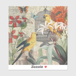 Vintage Botanische Vogel Natur Antiquität Tropisch Aufkleber