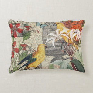 Vintage Botanische Vogel Natur Antiquität Tropisch Dekokissen