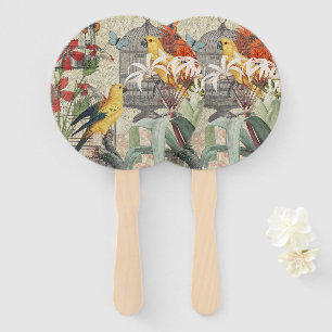 Vintage Botanische Vogel Natur Antiquität Tropisch Fächer
