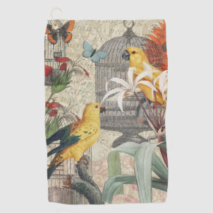 Vintage Botanische Vogel Natur Antiquität Tropisch Golfhandtuch