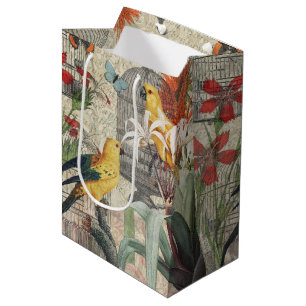 Vintage Botanische Vogel Natur Antiquität Tropisch Mittlere Geschenktüte
