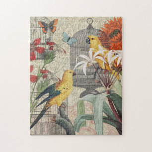 Vintage Botanische Vogel Natur Antiquität Tropisch Puzzle