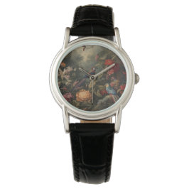 Vintage botanische Vogelarten Blume im Paradies Armbanduhr