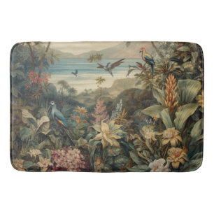 Vintage botanische Vogelarten Blume im Paradies Badematte