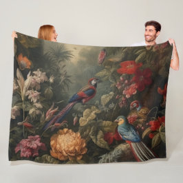 Vintage botanische Vogelarten Blume im Paradies Fleecedecke