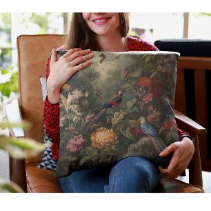 Vintage botanische Vogelarten Blume im Paradies Kissen