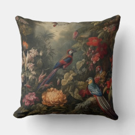 Vintage botanische Vogelarten Blume im Paradies Kissen