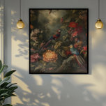 Vintage botanische Vogelarten Blume im Paradies Leinwanddruck<br><div class="desc">Vintage Malerei einer botanischen Szene von Vögeln und Blume im Paradies</div>