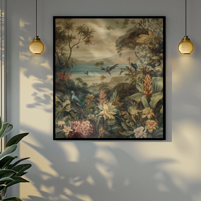 Vintage botanische Vogelarten Blume im Paradies Leinwanddruck (Von Creator hochgeladen)