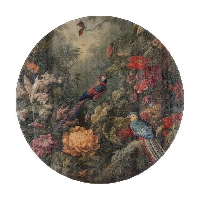 Vintage botanische Vogelarten Blume im Paradies Schneidebrett (Vorderseite)