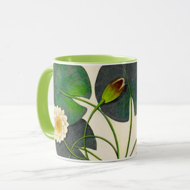 Vintage botanische Wasserlilie Tasse (Vorderseite Links)