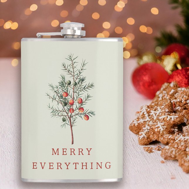 Vintage botanische Weihnachtsgrün Flachmann (Von Creator hochgeladen)