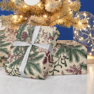 Vintage Botanische Weihnachtspapier Geschenkpapier