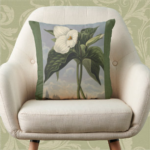 Vintage botanische weiße Trillium-Waldblume Kissen