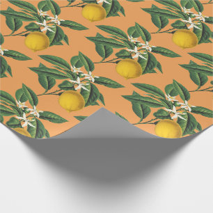 Vintage botanische Zitrone Fruchtblüte Orange  Geschenkpapier