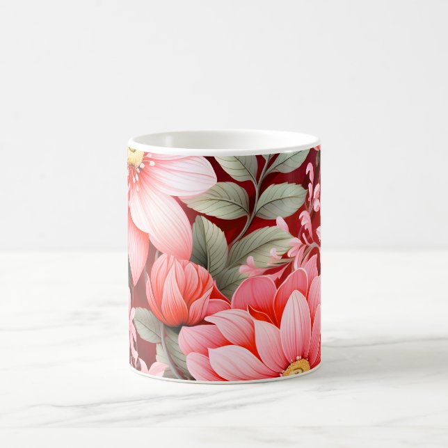 Vintage botanischer blühender Blumengarten Kaffeetasse (Mittel)