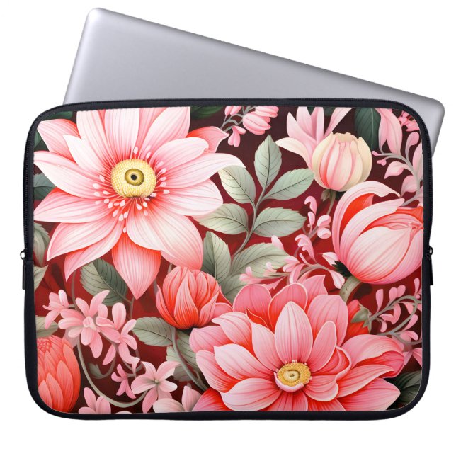 Vintage botanischer blühender Blumengarten Laptopschutzhülle (Vorderseite)