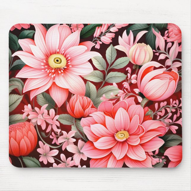 Vintage botanischer blühender Blumengarten Mousepad (Vorne)