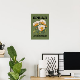 Vintage botanischer Druck mit einer Wildblume im F Poster