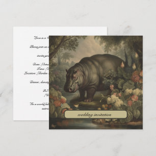Vintage-Botanischer Flusspferd, anpassbar Einladung