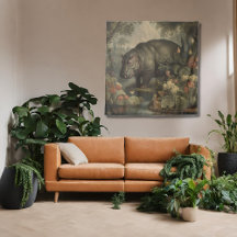 Vintage Botanischer Flusspferd