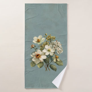 Vintage Botanischer Garten Elfenbein Blumen Salbei Badehandtuch