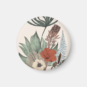 Vintage Botanischer Garten – Wildblumen & Protea I Magnet