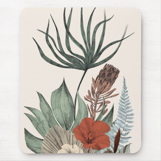Vintage Botanischer Garten – Wildblumen & Protea I Mousepad (Vorne)