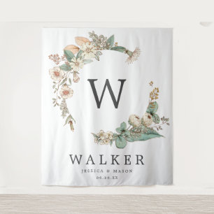 Vintage-Botanischer-Monogramm-Hintergrund-Fotoboot Wandteppich