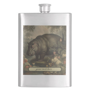 Vintage-Botanischer Nilpferd, anpassbar Flachmann