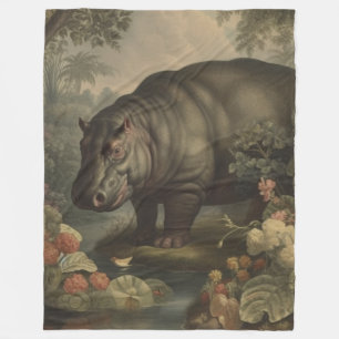 Vintage-Botanischer Nilpferd Fleecedecke