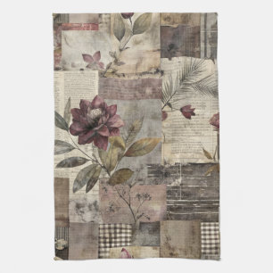 Vintage Botanischer Patchwork Rustikal (1) Geschirrtuch
