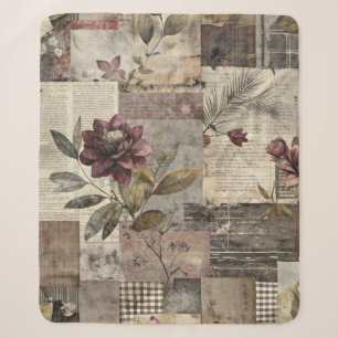 Vintage Botanischer Patchwork Rustikal (1) Sherpadecke