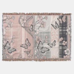 Vintage-Botanischer-Schmetterling-Toile-Muster (4) Decke