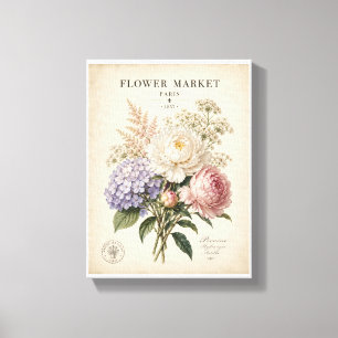 Vintage Botanisches Blumenmarkt-Plakat Elegant F Leinwanddruck