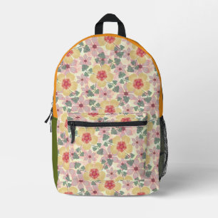 Vintage Botanisches Blumenmuster nach Maß Bedruckter Rucksack