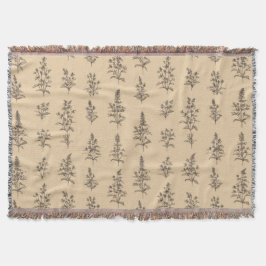 Vintage Botanisches Kräutermuster – Neutrale Blume Decke