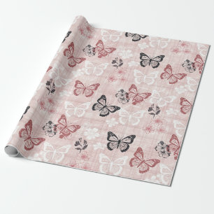Vintage Botanisches Schmetterlings-Toile-Muster (2 Geschenkpapier