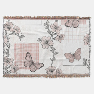 Vintage Botanisches Schmetterlings-Toile-Muster (5 Decke
