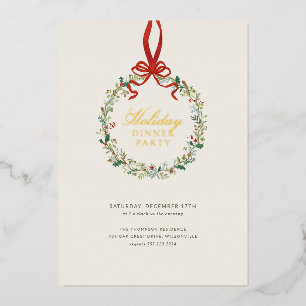 Vintage-Botanisches Weihnachtsdinner Folieneinladung