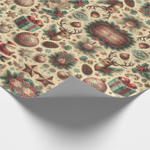 Vintage botanisches Weihnachtsmuster Geschenkpapier